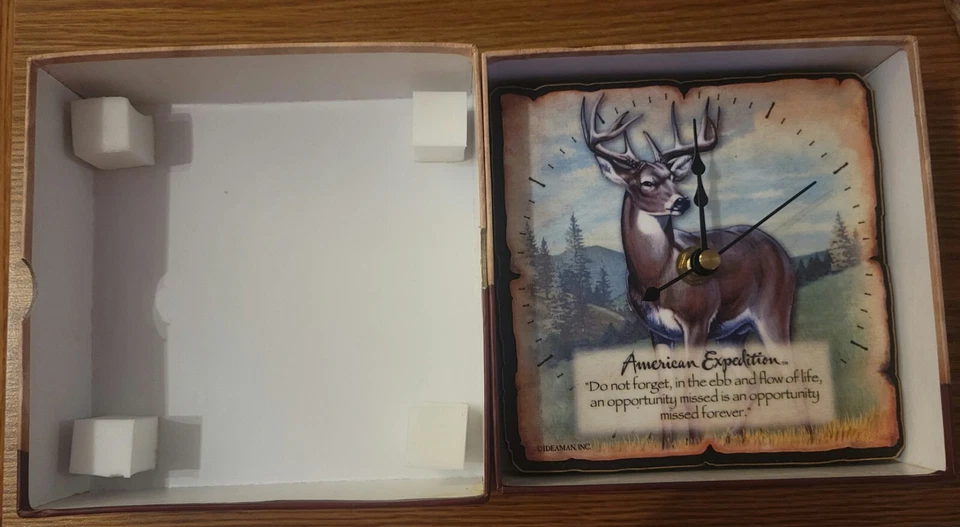 Rare American Expedition Wildlife Series Desk Clock- Whitetail Buck New In Box - Image 2 of 4