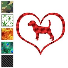 Love Beagle Dog Heart, Vinyl Decal Sticker, 40 Patterns 3 Sizes, 1422
