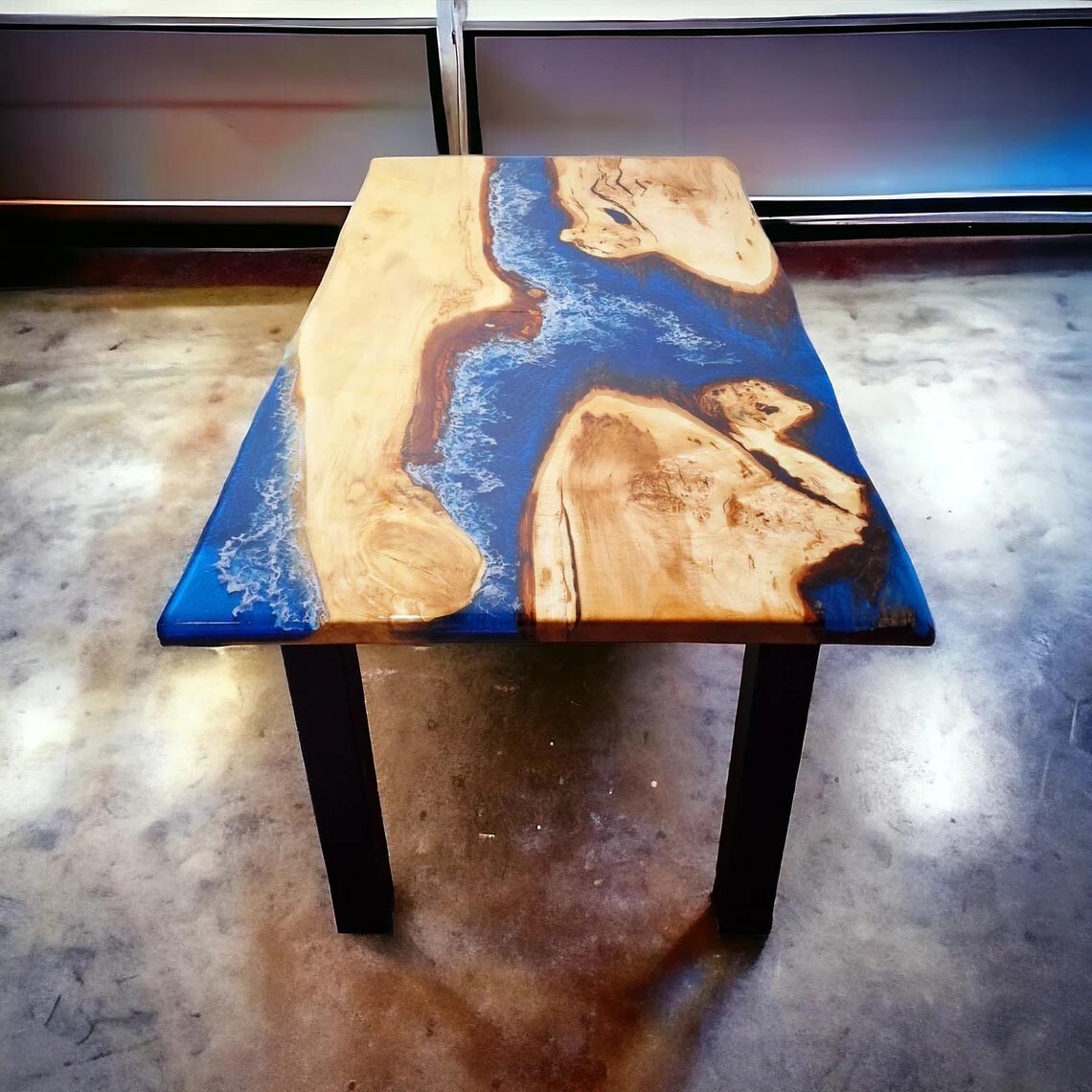 Ocean Epoxy Resin Table, Ocean Table, Resin Ocean Table, Resin River Table Top
