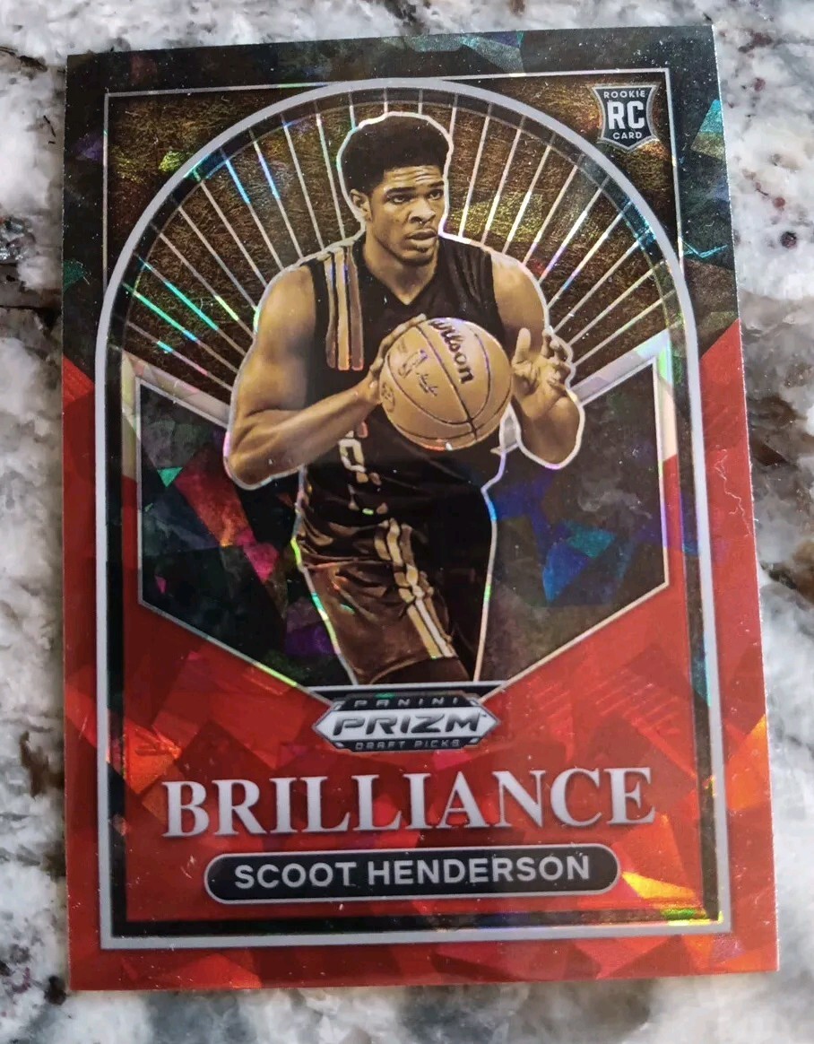 2023 Panini Draft Picks - Scoot Henderson Brilliance Red Cracked Ice Prizm RC #3
