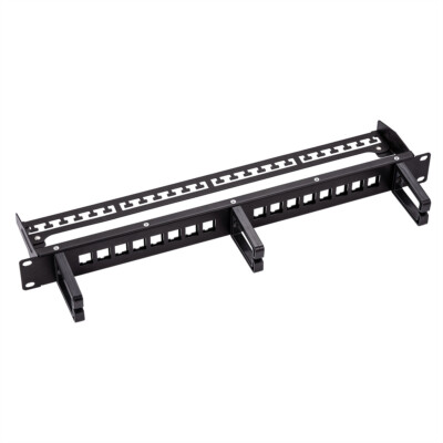 19''-Keystone-Modulträger, 16P., geschirmt, schwarz