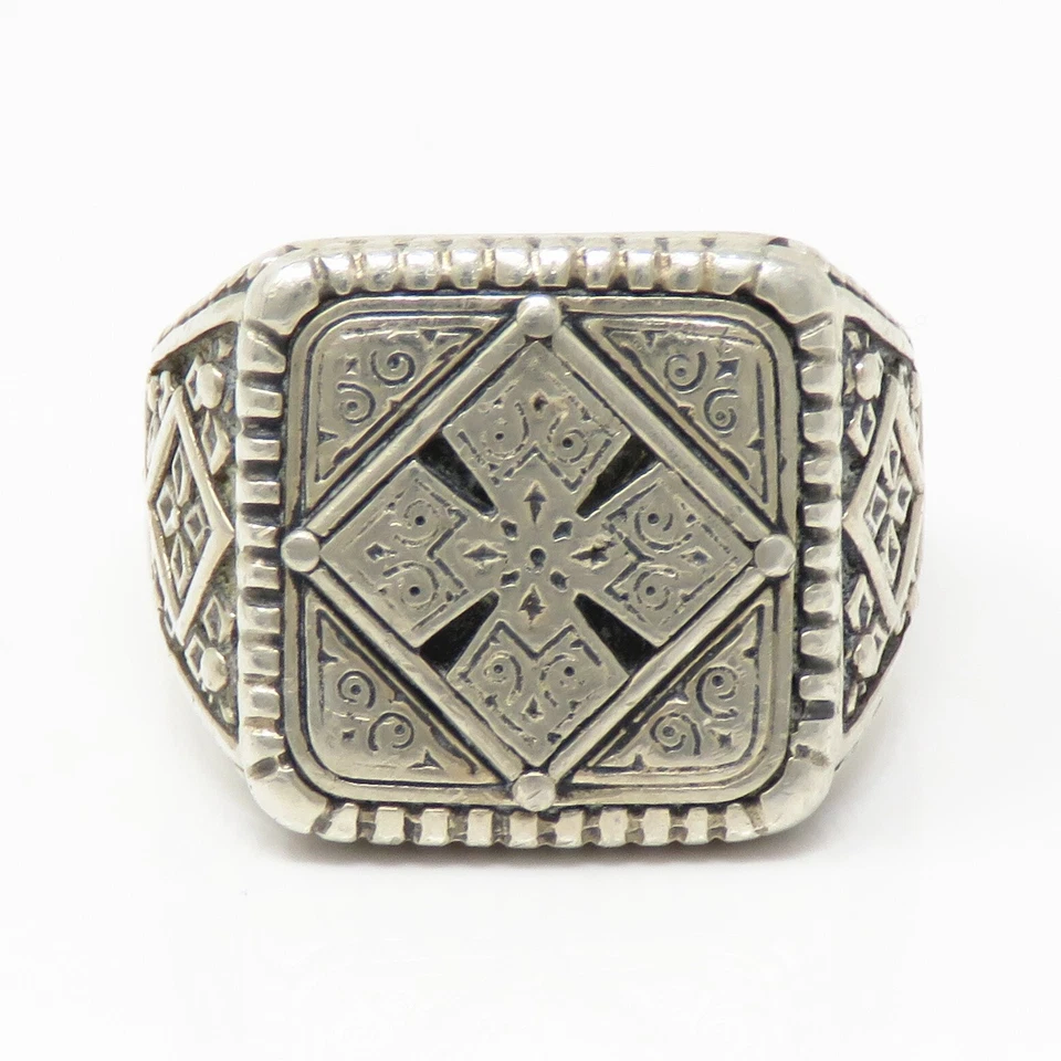 Anillo con sello de cruz de plata de ley 925 NYJEWEL Konstantino Foto 2 de 4