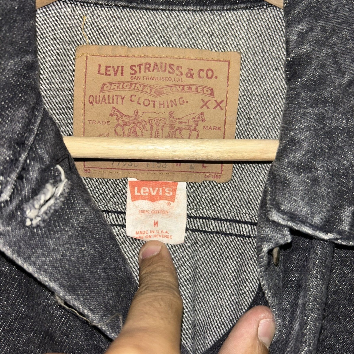Vintage 1980's Levi's Black Denim Jacket, Deadstock NWT Vintage 1980's Levi's Black Denim Jacket, Deadstock NWT