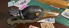 ANTIQUE CAST IRON FOUNDRY WALL DESK ART DUCK DECOY BILL CLIP PAPER LETTER HOLDER