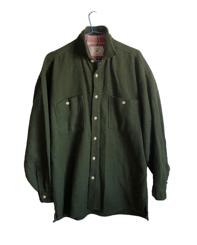 Camisa de hombre vintage Claudio Campione Natural Farm lana franela verde militar M