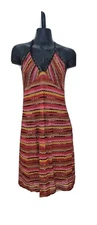 M Missoni Pink Brown Yellow Red Black Knit Stretchy Dress size 44 US 6-8 Strappy