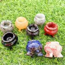 Natural Crystal Chakra Mini Witches Cauldron Crystal Carving Spooky Halloween