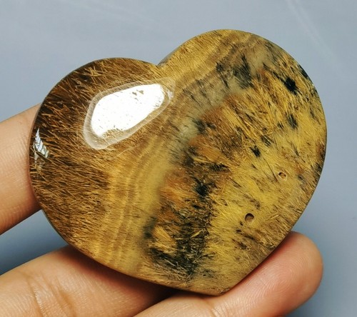 Natural Beautiful Golden Hair Rutilated Quartz Crystal Sphere Heart Specimen - Picture 6 of 10