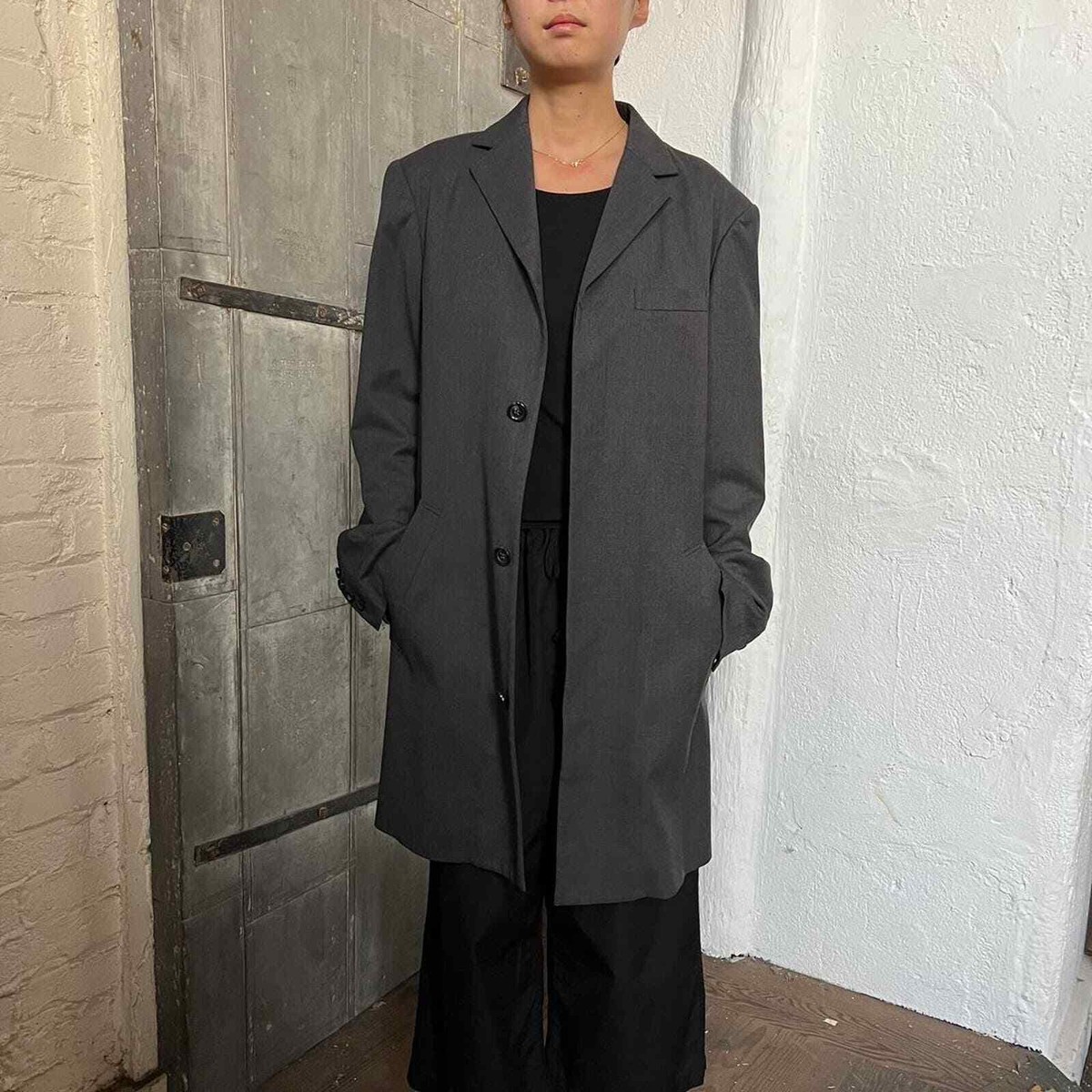 MASAKI MATSUSHIMA Gray Men's Wool Suiting Long Coat Japan | eBay