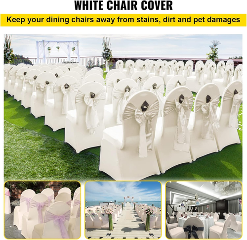 100 PCS Ivory Chair Covers Polyester Spandex Chair Cover Stretch Slipcovers f... - Picture 2 of 12