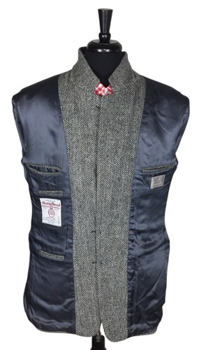 Harris Tweed Men Gray Herringbone Wool Sport Coat Blazer Jacket 42R - Picture 6 of 13