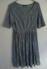 Grey lace women's Dress fit flare short sleeve Mikarose L 