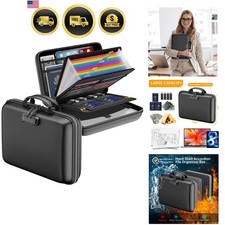 Fireproof File Organizer with Lock, Hard-Shell Case Fireproof Document Box wi...