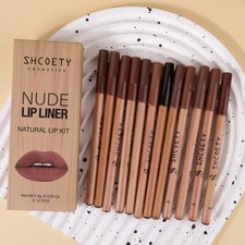 12pcs Brown Lip Liner Set Matte Long Lasting Makeup Smooth Lip Pencils Assorted