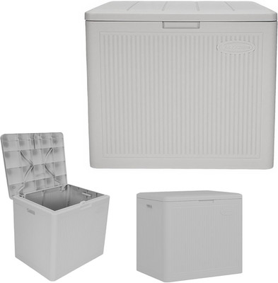 22-Gal. Resin Small Outdoor Patio Deck Box with Reeded Design, Modern Outdoor Pa