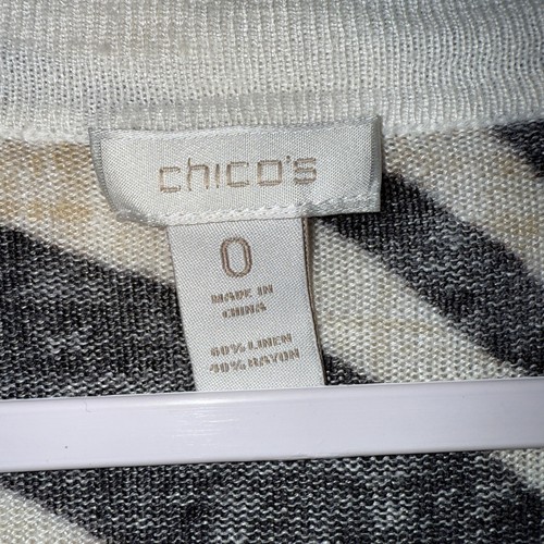 Blusa Chico’s Zebra Top Pequeño Animal Rojo Adornada Túnica Boho Distintiva Lino - Imagen 6 de 7