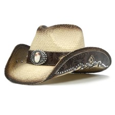 FLUFFY SENSE. Cowboy Hats for Women and Men Straw Western Hat Embroidered Cow...