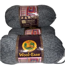 (3 Pack) Lion Brand Yarn Wool-Ease Yarn, Oxford Grey - NEW