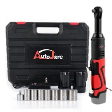 Extended 18V Cordless Electric Ratchet Wrench Set 3/8" Drive 450RPM 60 ft-lbs...