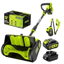 40V Cordless Snow Shovel, 13 Inch 4.0Ah Electric Snow Shovel with Green