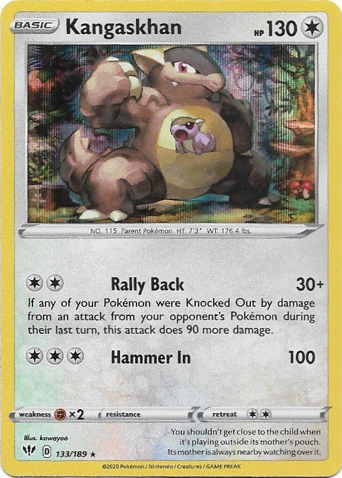 Kangaskhan 133/189 Holo Rare Darkness Ablaze Pokemon Near Mint