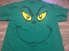 Dr Seuss How The Grinch Stole Christmas Big Face Large Green T Shirt Fits Medium