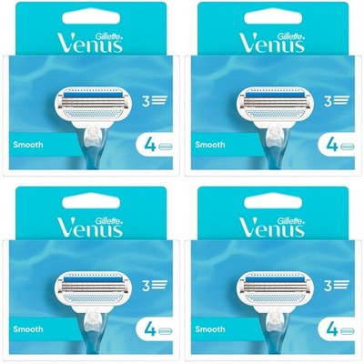 Gillette Venus Smooth Razor Blades - 16 Piece Bundle (4 Packs of 4)
