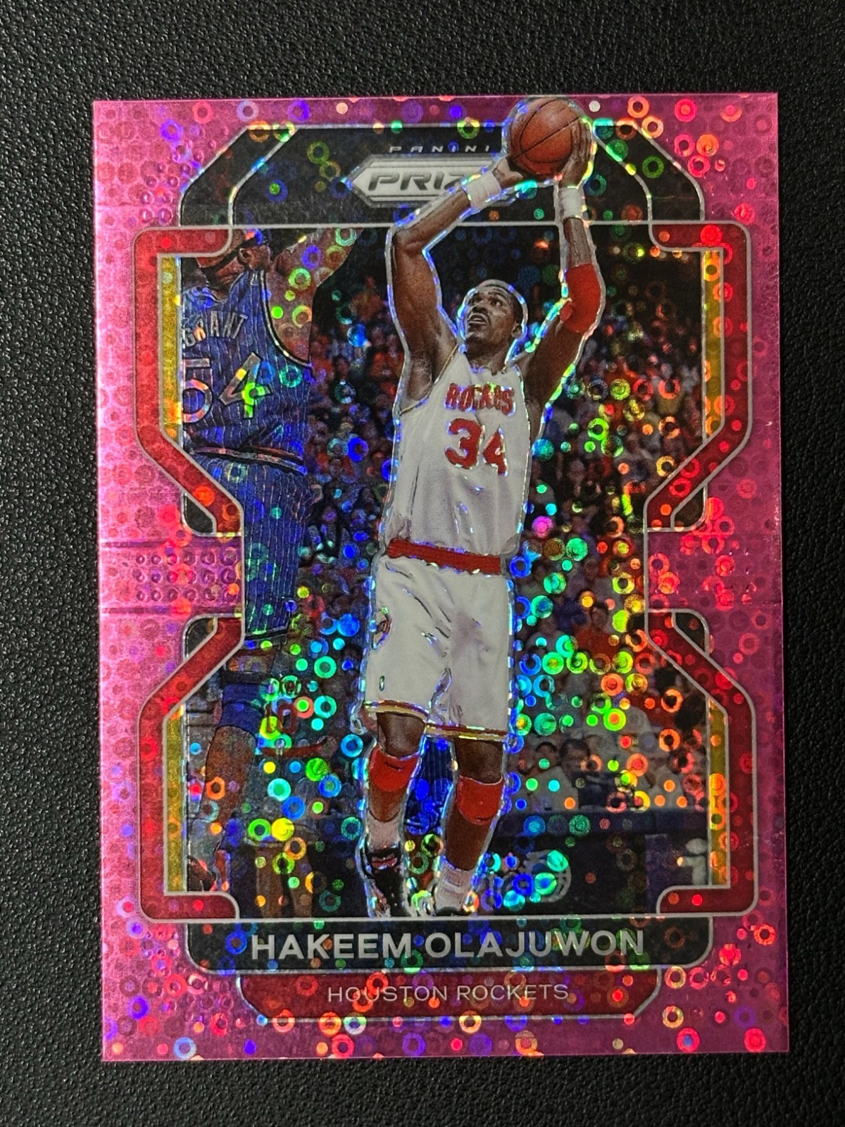 2021 Panini Prizm Hakeem Olajuwon Pink Disco 18/50 Rockets#Z