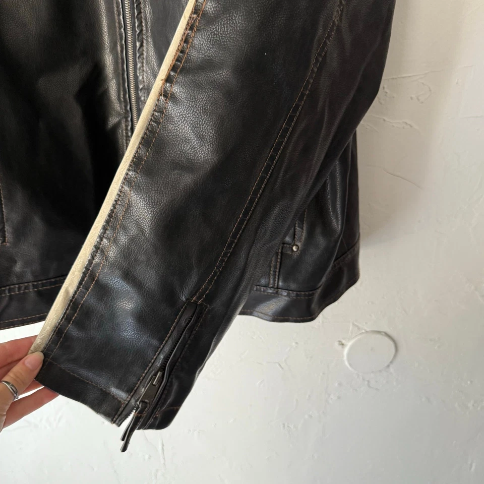 Chaqueta de bombardero Arizona Y2k para hombre talla XL imitación cuero moto grunge Foto 4 de 4