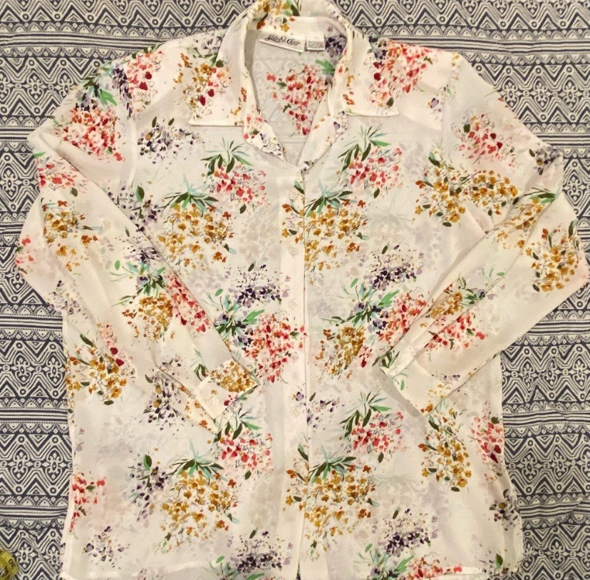 SAINT LAURENT Camicetta vintage Yves St. Clair floreale con bottoni taglia XL