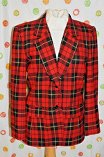 PENDLETON 100 WOOL RED Plaid women's 8 CAREER tailored BLAZER JACKET USA EUC