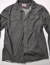 Wrangler Mens Long Sleeve Button Up Shirt Flex For Comfort Dark Gray Medium