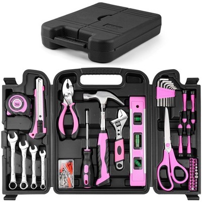 URASISTO 125 PCS Pink Household Tool Set, Ladies Basic House DIY 