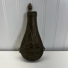 Civil War Powder Flask with Cannons and Flags