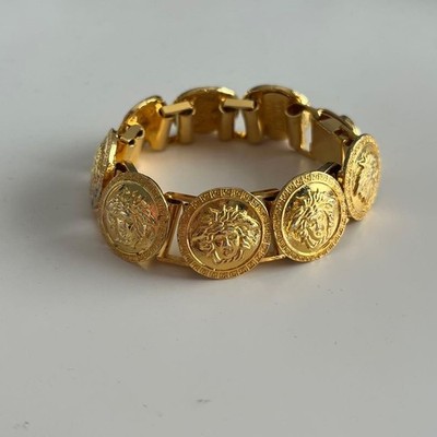 GIANNI VERSACE Vintage Medusa Gold Plated Chain Bracelet 7 from Japan