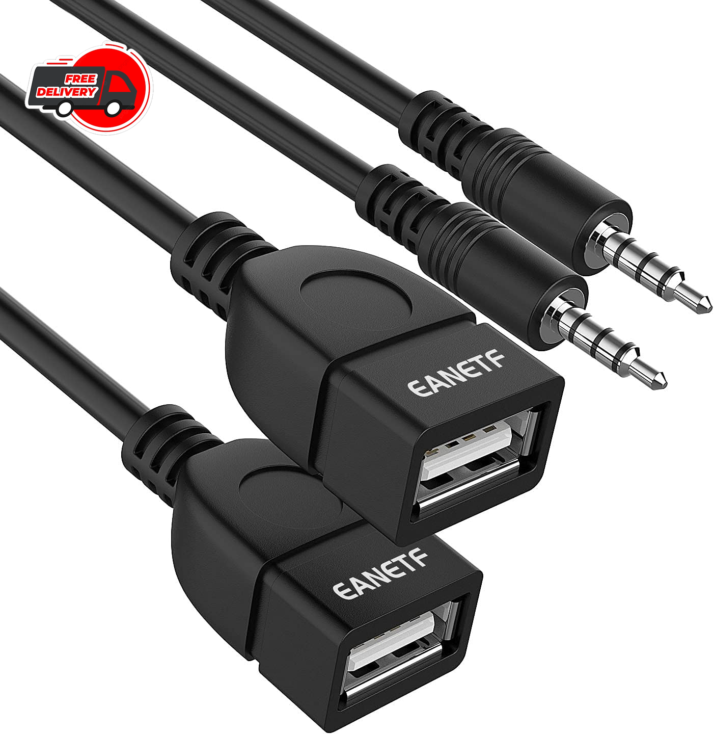 USB to Aux Audio Adapter, 2PCS 3.5Mm Male to USB Female for Playing Music with