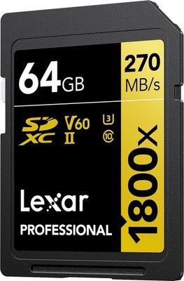 LEXAR SDXC-Card 64GB Professional UHS-II (1800x) V60 Gold