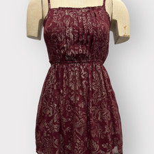 Abercrombie & Fitch Mini  Dress Women Small Red Gold Sheer Coastal Beach