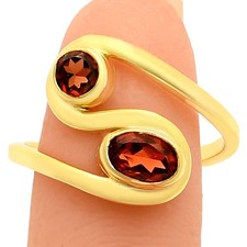 18K Gold Plated Brass Dual Colorful Gemstone Wrap Ring Fashion Jewelry TGR1007