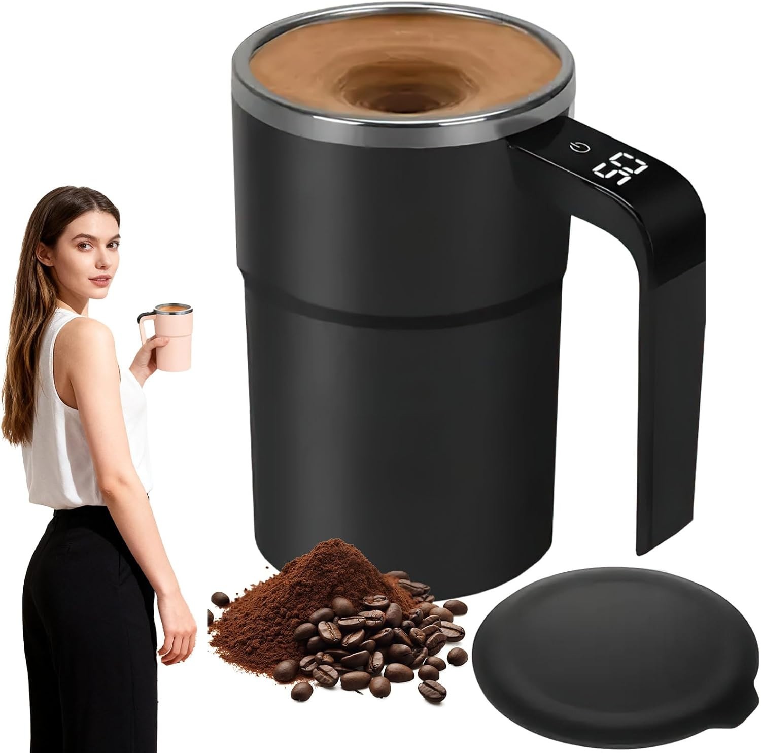 Tasse café électrique auto-mélangeante de 380ML avec indicateur LED en inox