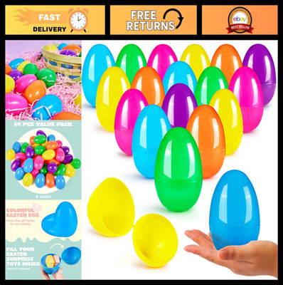 Colorful Fillable Plastic Easter Eggs - 3.15'' Hinge Eggs for Hunt, Treats, Party