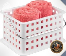 Shower Caddy Basket with Handle White Portable Dorm Bathroom Storage