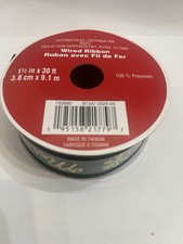 1.5  X 30ft Wired Ribbon. Merry Christmas Gold And Green