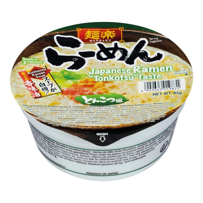 MHD 22.09.2026 - Menraku Japanische Instant Ramen-Nudeln Tonkotsu-Geschmack 82g