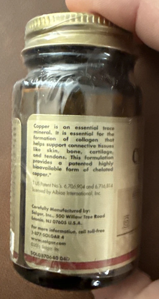 Solgar Cobre Quelado 100 Comprimidos Exp 3/28 Foto 4 de 4