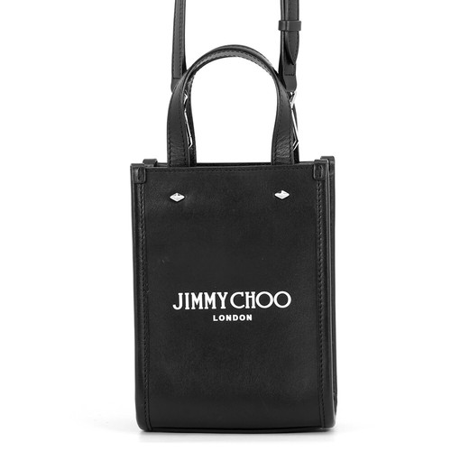 JIMMY CHOO Mini North South Tote Smooth Calf Leather 2Way Black Used