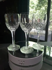 (3) Wine Glasses 6-7/8" Goblets, Cut Clear Crystal Edinburgh Montrose Signed
