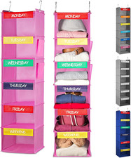 Weekly Clothes Organizer for Kids, 6-Shelf Bamboo Reinforced  Days of the Week