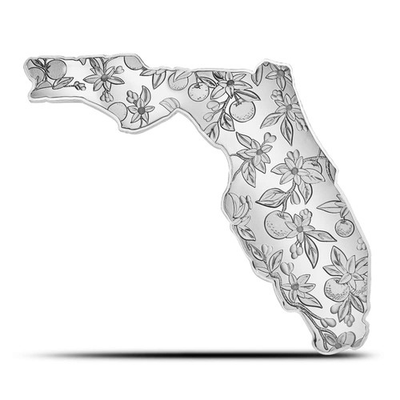 #ad 5 oz Florida Shaped Silver Bar New $393.60