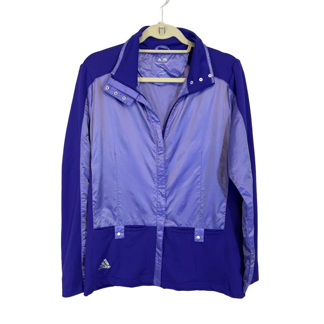 Adidas Jacket Purple Sz L ClimaProof TwoTone Mesh Lined Athleisure Retro Sporty